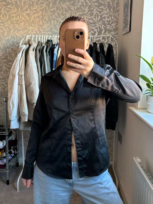 Black silk shirt