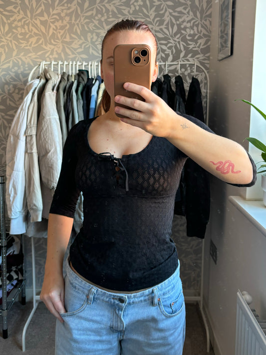 Black mesh top